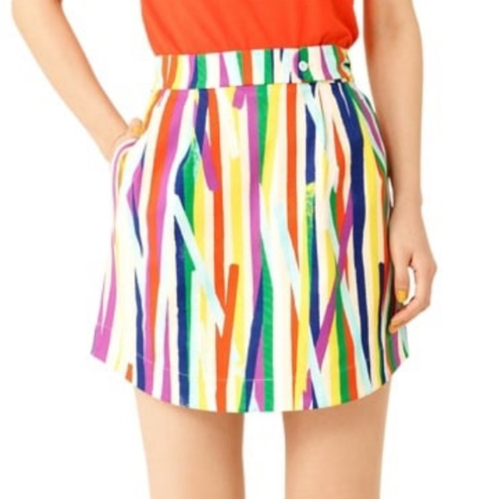 Kate Spade Saturday shirttail Skirt NWT rainbow Multicolor Striped size 2